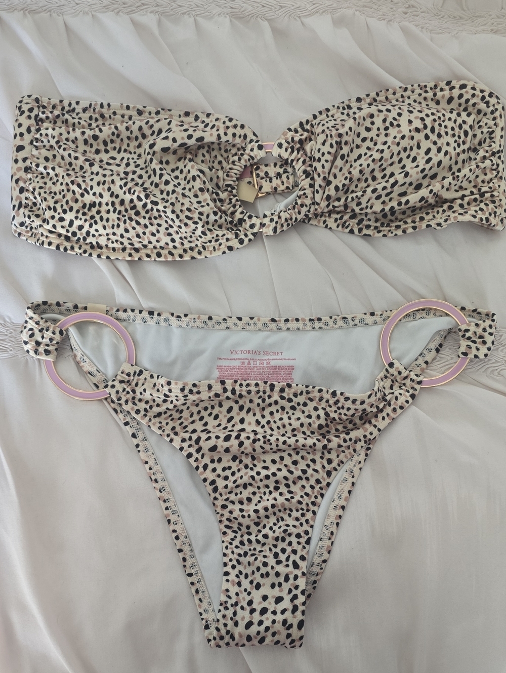 Victoria's Secret Cream Leopard Print Ring-Detail Bikini